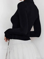 Long Sleeve Casual Turn-Down Collar Button-Down Knit Top image 4