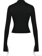 Long Sleeve Casual Turn-Down Collar Button-Down Knit Top image 6
