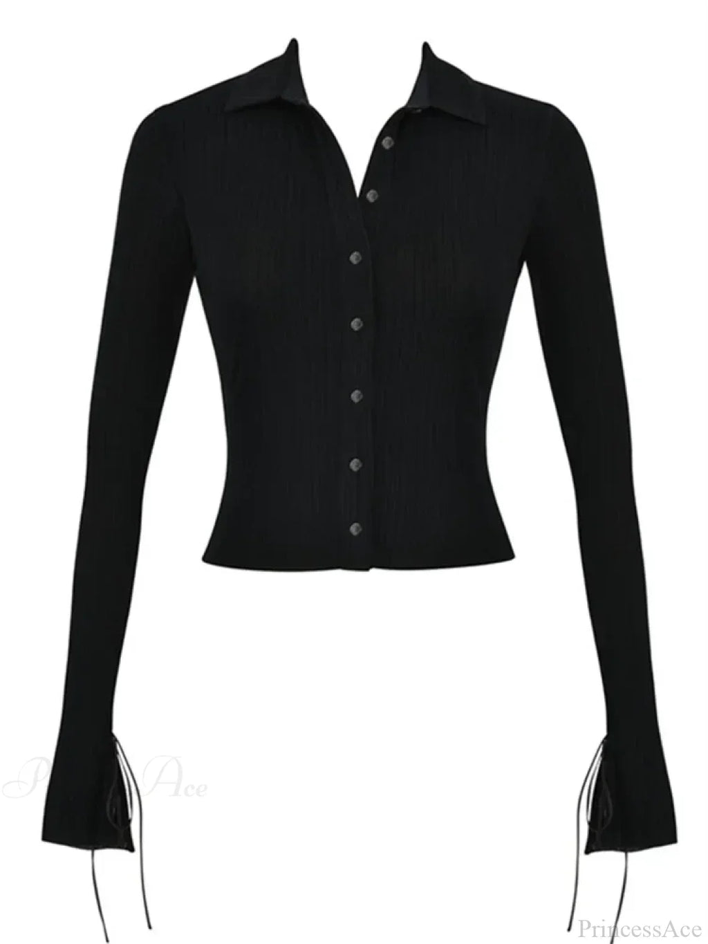 Long Sleeve Casual Turn-Down Collar Button-Down Knit Top image 5