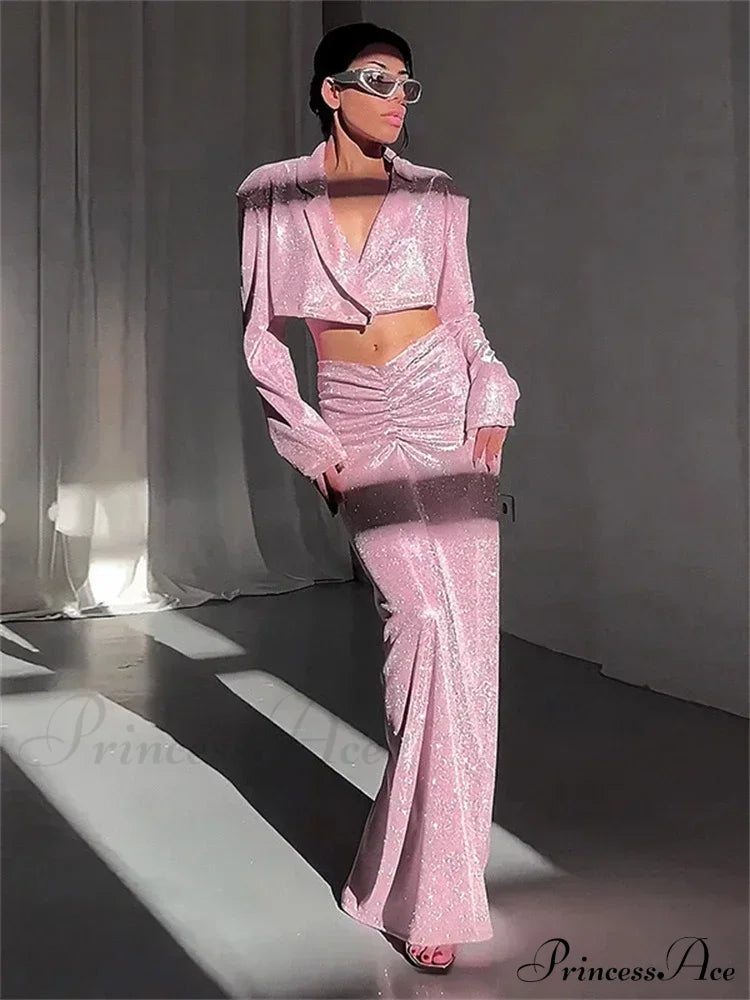 Long Sleeve Cropped Maxi Dress image 2