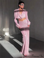 Long Sleeve Cropped Maxi Dress image 2
