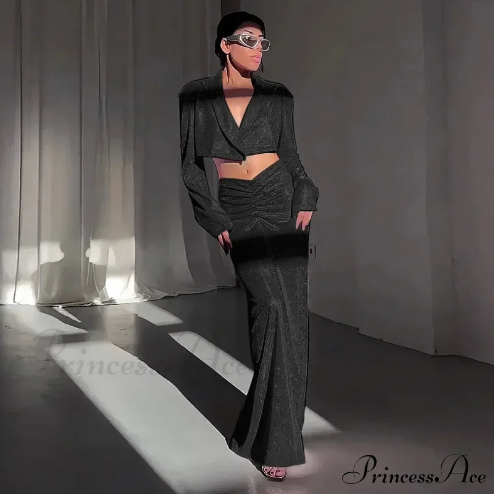 Long Sleeve Cropped Maxi Dress image 3