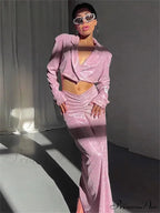 Long Sleeve Cropped Maxi Dress image 1