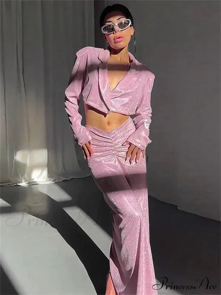 Long Sleeve Cropped Maxi Dress image 1