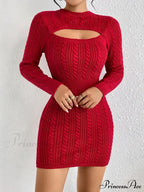 Long Sleeve Cut Out Sweater Knit Bodycon Dress image 8
