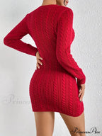 Long Sleeve Cut Out Sweater Knit Bodycon Dress image 7
