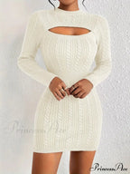 Long Sleeve Cut Out Sweater Knit Bodycon Dress image 5