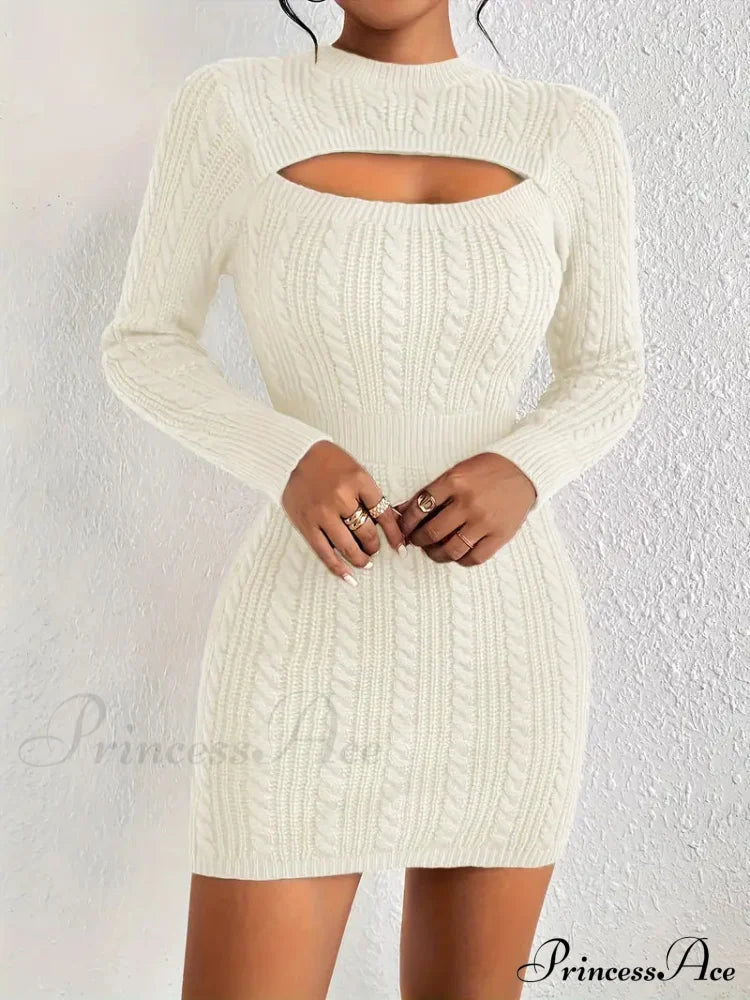 Long Sleeve Cut Out Sweater Knit Bodycon Dress image 5