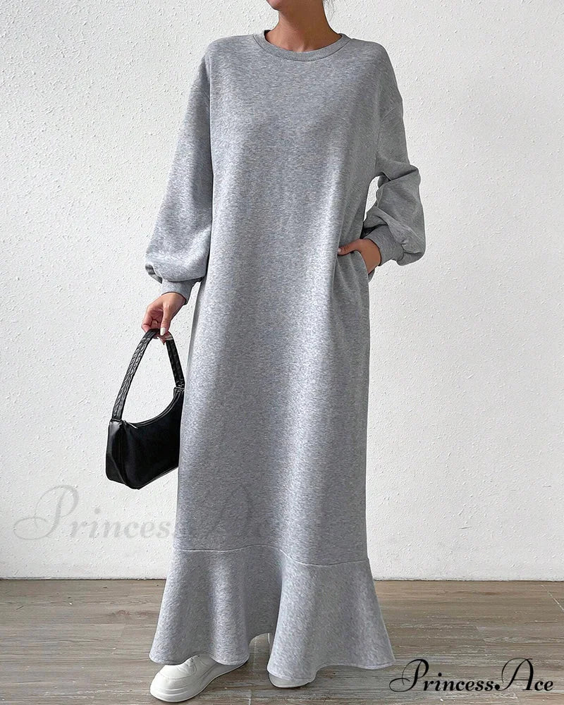 Long Sleeve Dress with Loose Pocket image 4