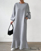 Long Sleeve Dress with Loose Pocket image 4