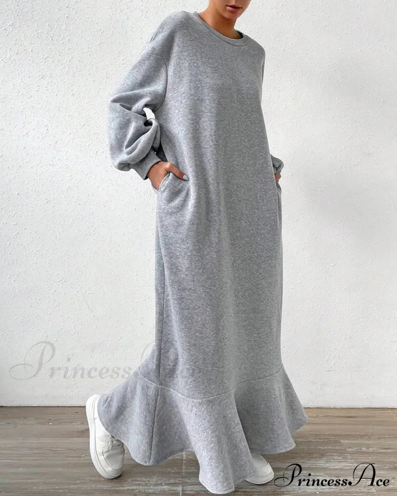 Long Sleeve Dress with Loose Pocket image 3