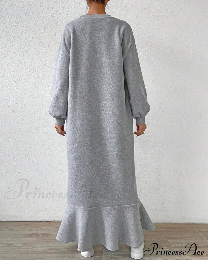 Long Sleeve Dress with Loose Pocket image 2
