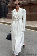 Long Sleeve Fitted Waist Long Chic Overcoat image 3