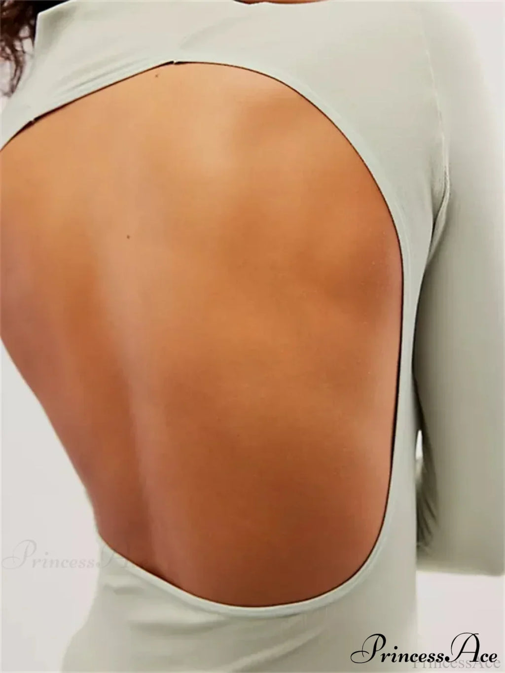 Long Sleeve High Neck Backless Slim Fit Solid Color T-Shirts image 5