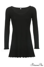 Long Sleeve Lacework Hem Dress with Round Neck image 4