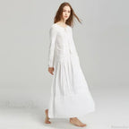 Long Sleeve Maxi Dress Red Floral Embroidery Tassel Boho Dress image 7