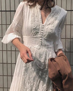 Long Sleeve Oversized Floral Ethnic Boho Dress image 3