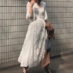 Long Sleeve Oversized Floral Ethnic Boho Dress image 1