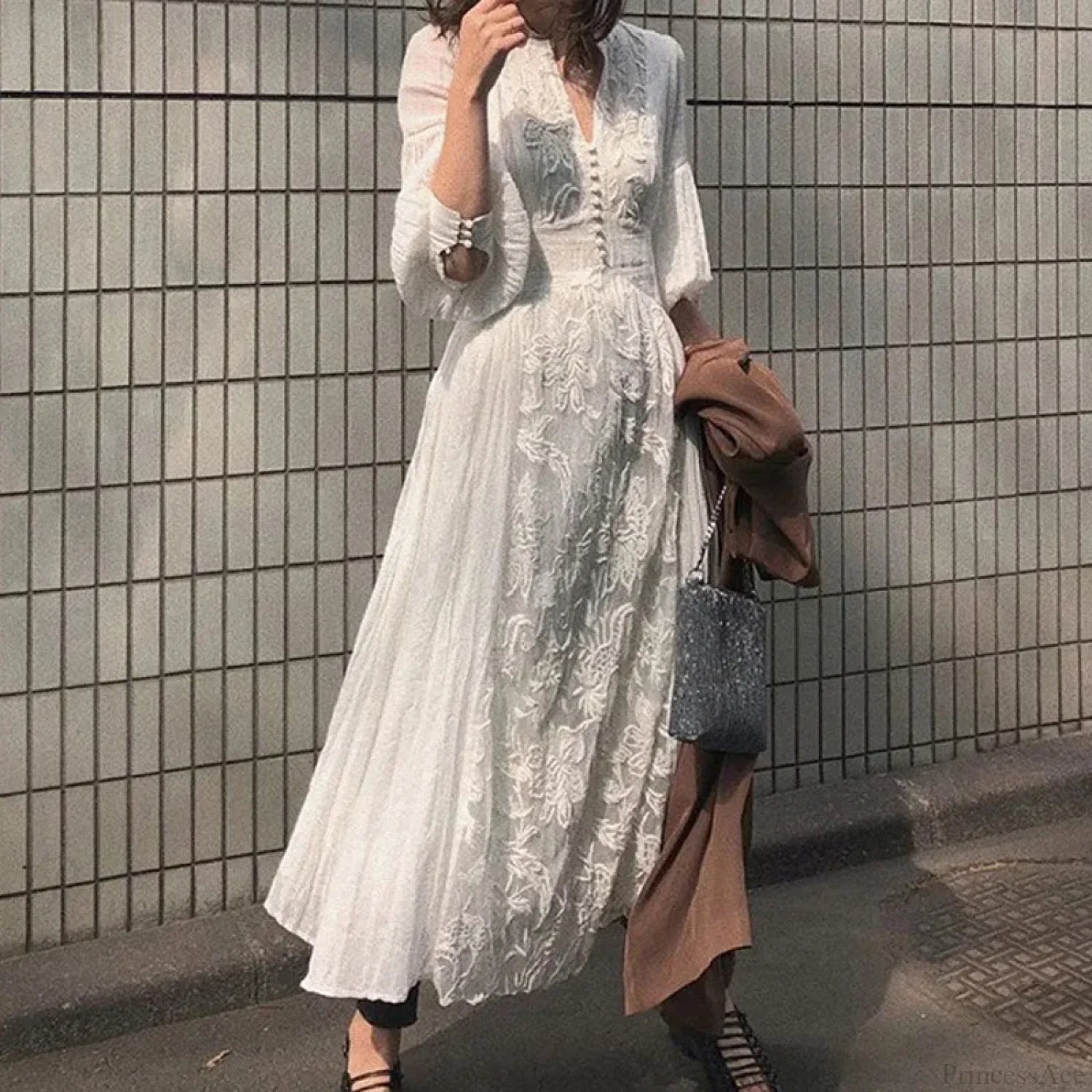 Long Sleeve Oversized Floral Ethnic Boho Dress image 1