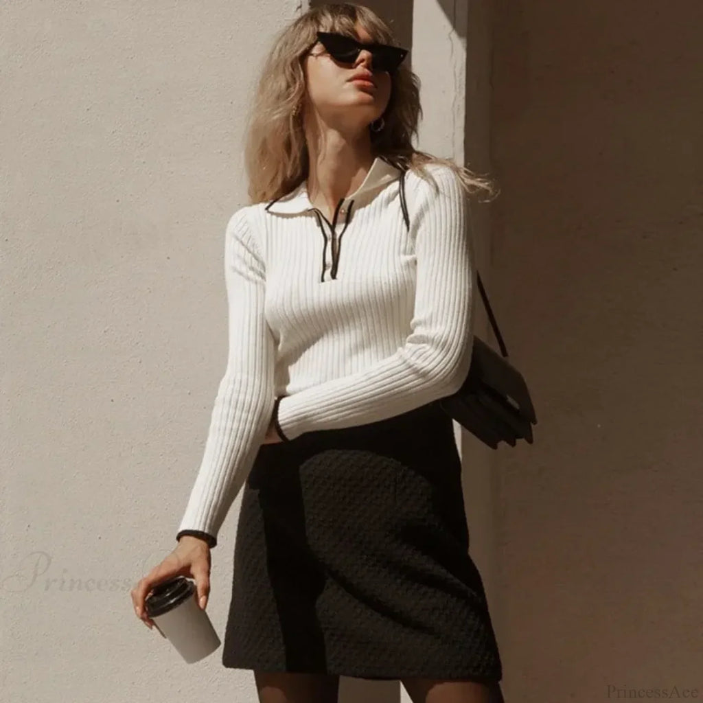 Long Sleeve Patchwork Colorblock Sweater image 1