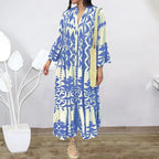 Long Sleeve Pleated Boho Dress image 4
