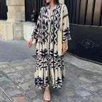 Long Sleeve Pleated Boho Dress image 1