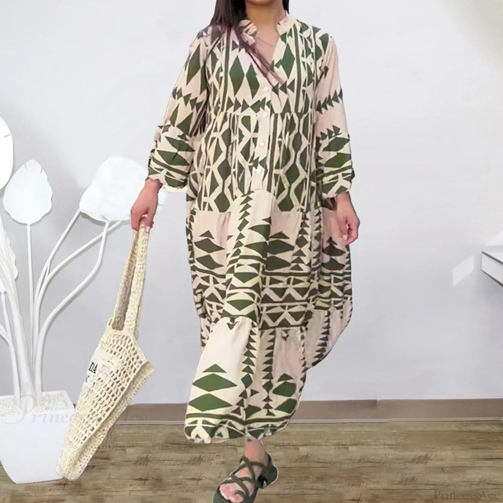 Long Sleeve Pleated Boho Dress image 5