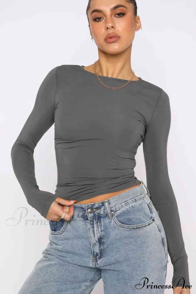 Long-Sleeve Round with Top Bodycon Neck image 15