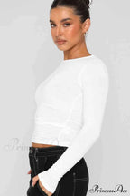Long-Sleeve Round with Top Bodycon Neck image 4