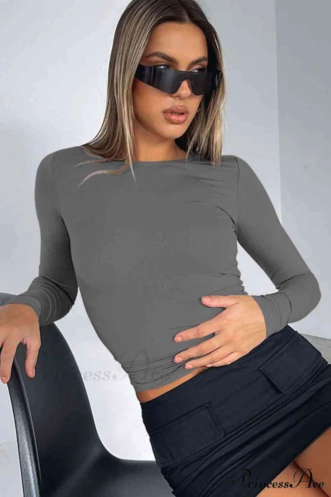 Long-Sleeve Round with Top Bodycon Neck image 14