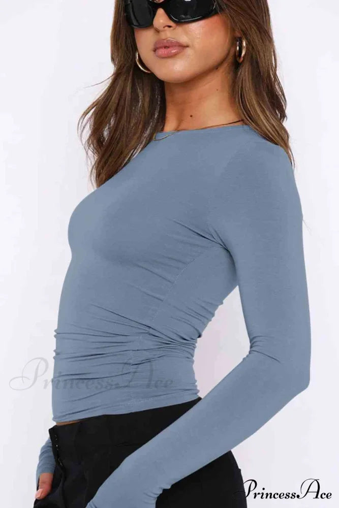 Long-Sleeve Round with Top Bodycon Neck image 5