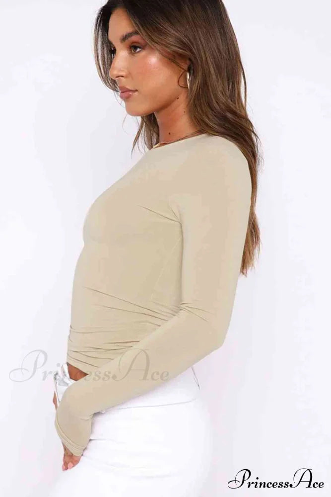 Long-Sleeve Round with Top Bodycon Neck image 17