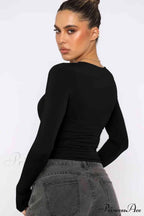 Long-Sleeve Round with Top Bodycon Neck image 9