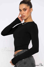 Long-Sleeve Round with Top Bodycon Neck image 10