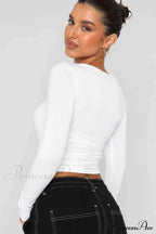 Long-Sleeve Round with Top Bodycon Neck image 7