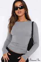 Long-Sleeve Round with Top Bodycon Neck image 11