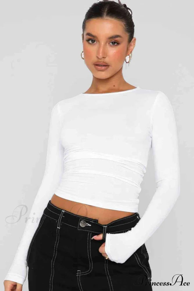 Long-Sleeve Round with Top Bodycon Neck image 8