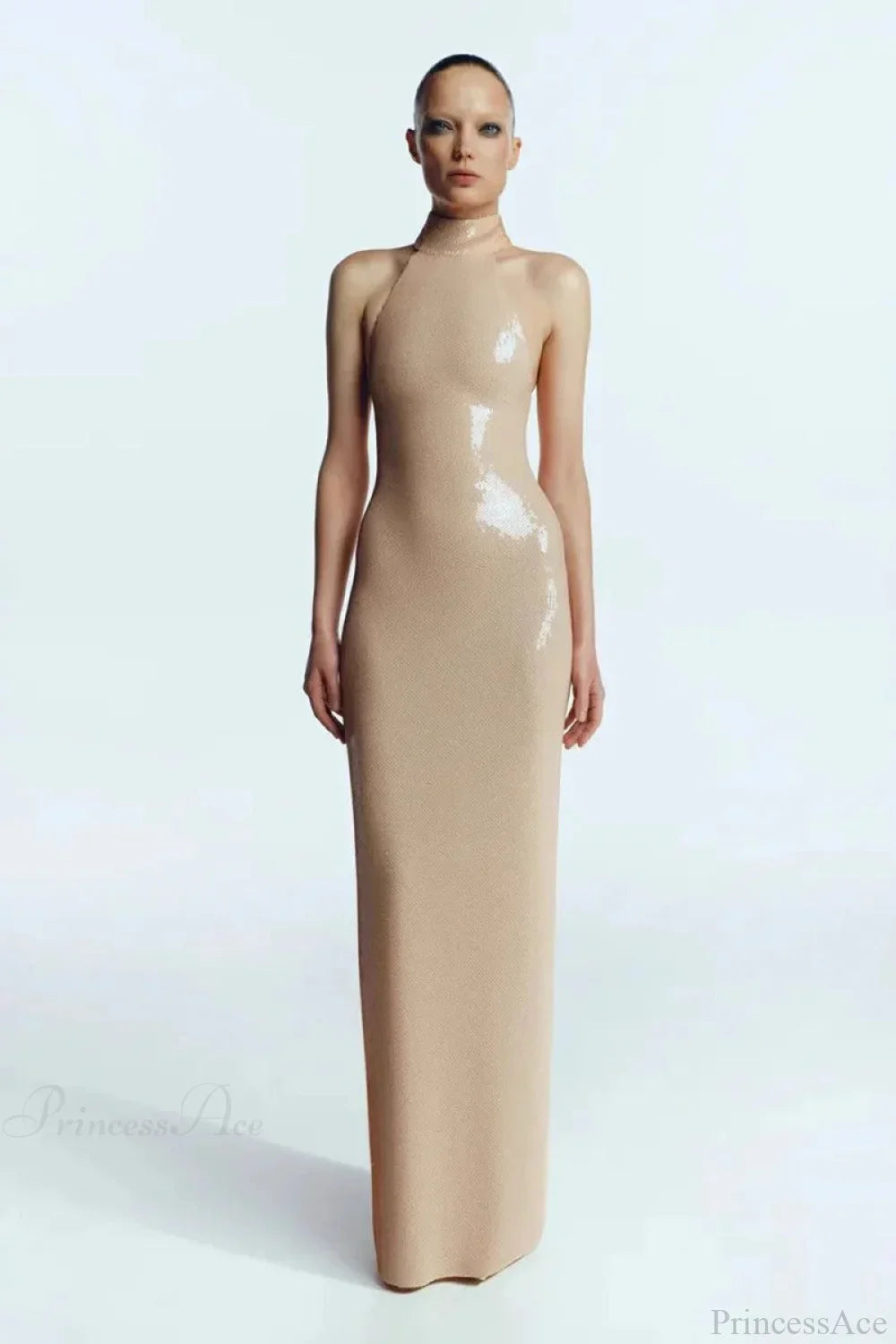 Long-Sleeve Sequin Slit Maxi Prom Dress image 3