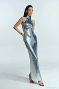 Long-Sleeve Sequin Slit Maxi Prom Dress image 1