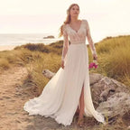 Long Sleeve Sheer Tulle Bridal Wedding Dress image 1
