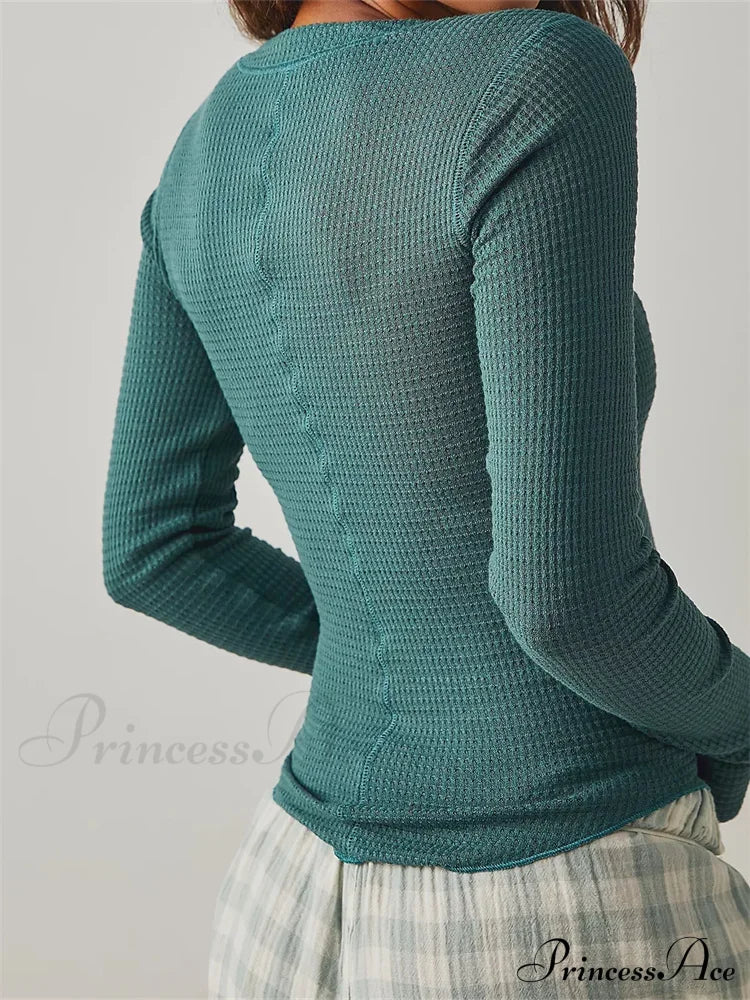 Long Sleeve Solid Color Deep V Neck Knitted Crop Knit Top image 4