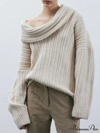 Long Sleeve Stylish Off Shoulder Sweater image 12