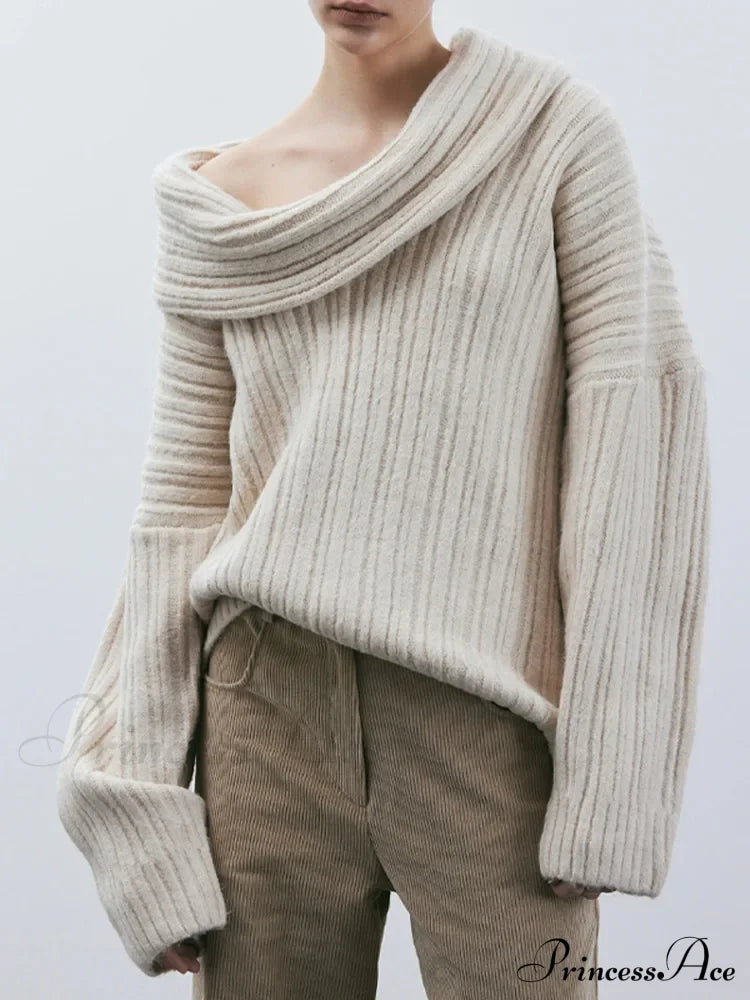 Long Sleeve Stylish Off Shoulder Sweater image 12