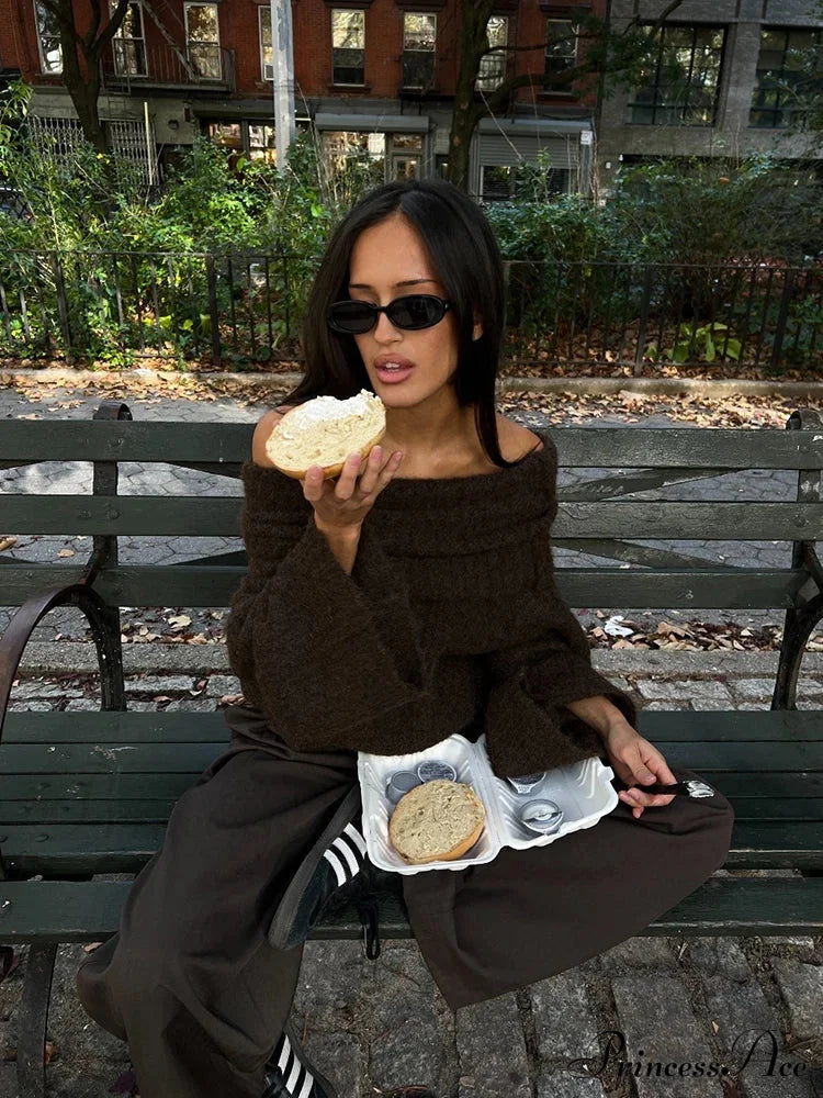 Long Sleeve Stylish Off Shoulder Sweater image 8