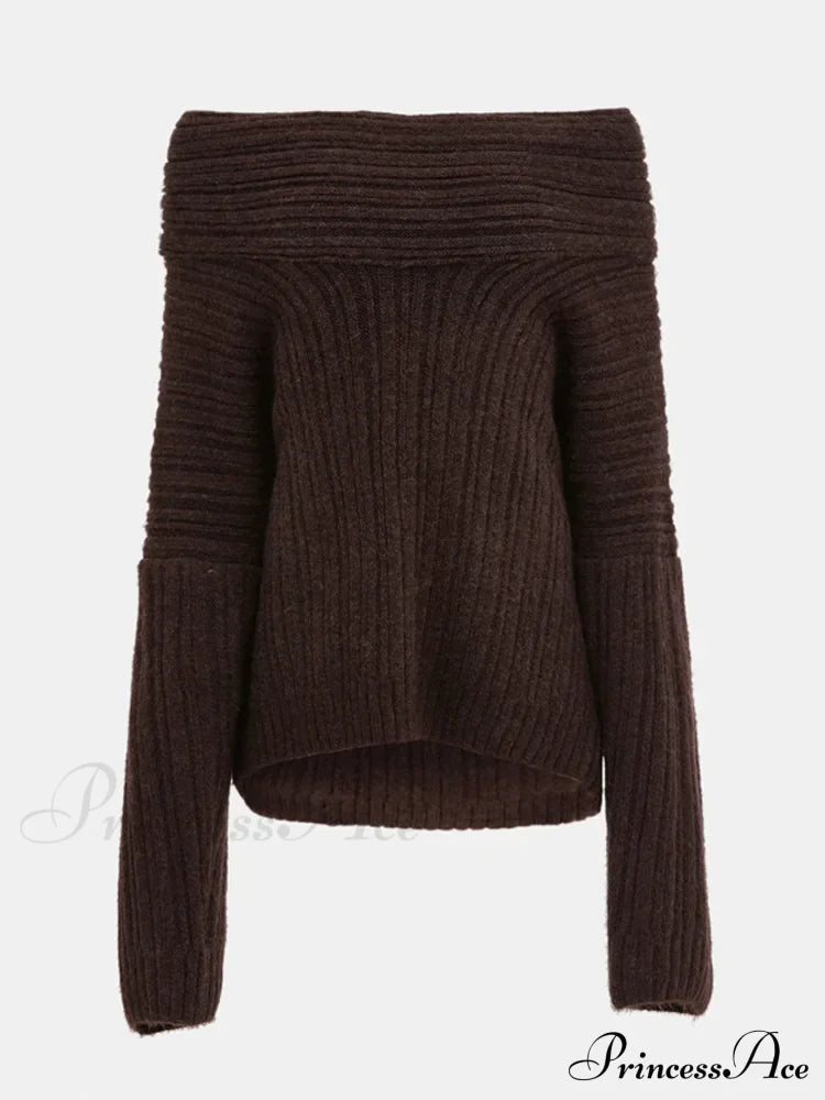 Long Sleeve Stylish Off Shoulder Sweater image 13