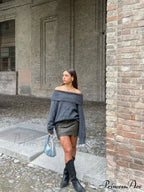 Long Sleeve Stylish Off Shoulder Sweater image 11