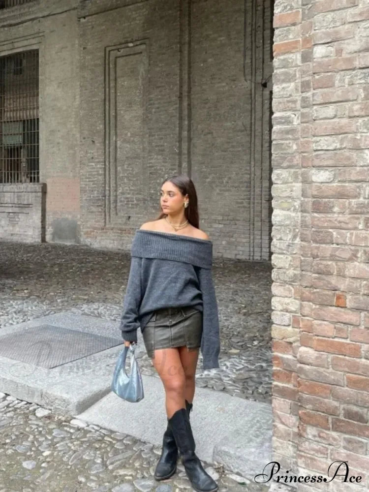 Long Sleeve Stylish Off Shoulder Sweater image 11