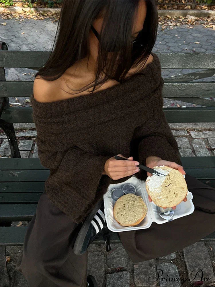 Long Sleeve Stylish Off Shoulder Sweater image 3