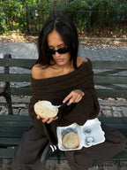 Long Sleeve Stylish Off Shoulder Sweater image 5