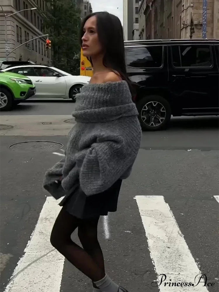 Long Sleeve Stylish Off Shoulder Sweater image 6